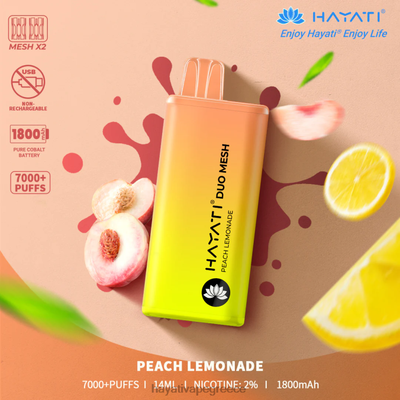 Hayati Duo Mesh αναλώσιμα λεμονάδα ροδάκινου F402H175 Hayati Flavour List