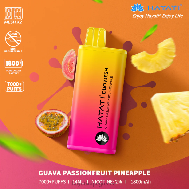 Hayati Duo Mesh αναλώσιμα γκουάβα passionfruit ανανά F402H170 Hayati Vape Price