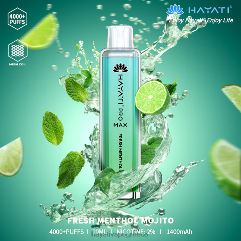 Hayati Pro Max αναλώσιμα φρέσκο ​​μοχίτο μενθόλης F402H133 Hayati Vape Greece