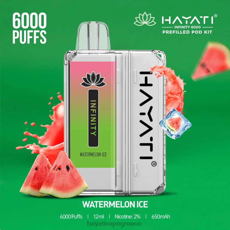 Hayati Infinity 6000 κιτ λοβών πάγος καρπούζι F402H164 Hayati Vape Flavours