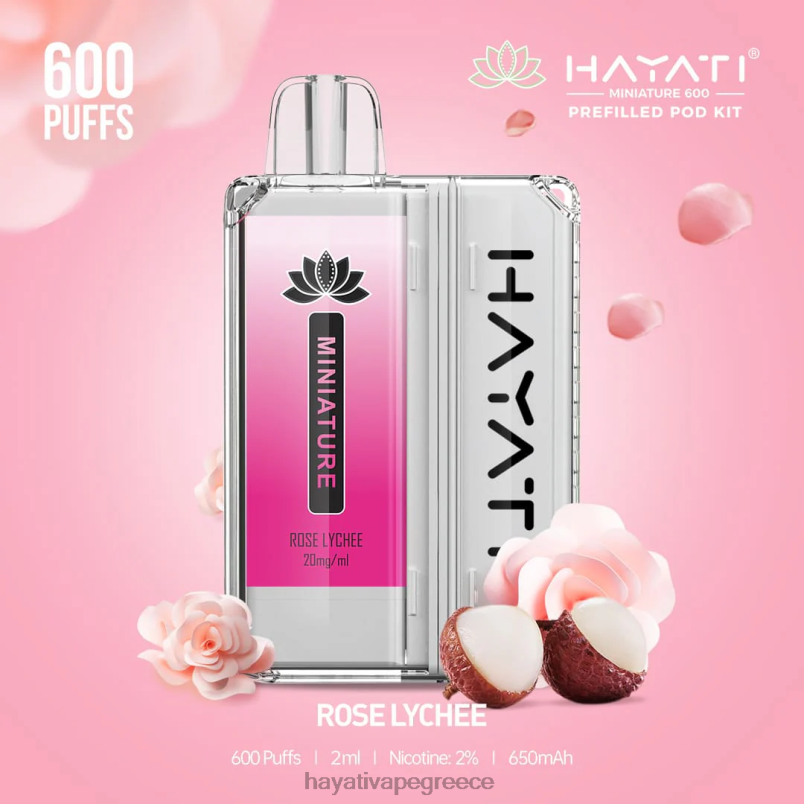Hayati Miniature 600 κιτ λοβών τριαντάφυλλο λίτσι F402H44 Hayati Vape Flavours
